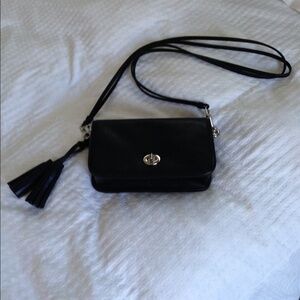 Black Leather Coach Crossbody Purse